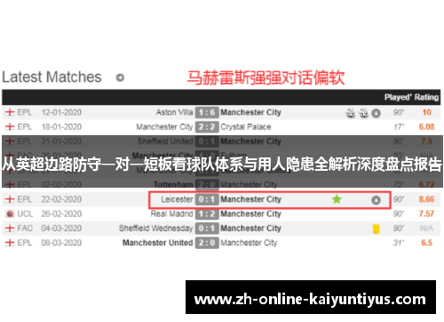 从英超边路防守一对一短板看球队体系与用人隐患全解析深度盘点报告